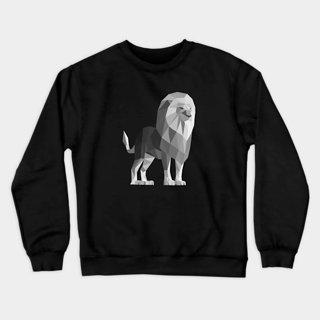 Grey Low Poly Lion Crewneck Sweatshirt by shaldesign